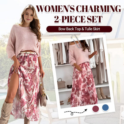 🌸Crew Neck Top & Printed Belted Skirt Set🌸 Now 50% Off