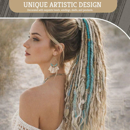 Bohemian Paardenstaart met Structuur | Instant Dreadlock Hairextension | Eenvoudige Clip-in voor Festivals & Uitgaan