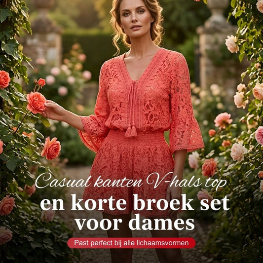 🔥Hete verkoop - 50% KORTING🔥Casual kort kanten pak met V-hals