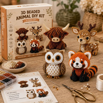 🏆Tijdelijke aanbieding: 49% korting🧵✨Kleine 3D kralen dieren knutselset