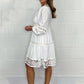 🎁Hot Sale 50% KORTING⏳Witte Vintage Uitgesneden Kanten V-halsjurk Voor Dames