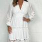 🎁Hot Sale 50% KORTING⏳Witte Vintage Uitgesneden Kanten V-halsjurk Voor Dames