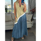 Mouwloze tie-dye damesjurk met revers en V-hals
