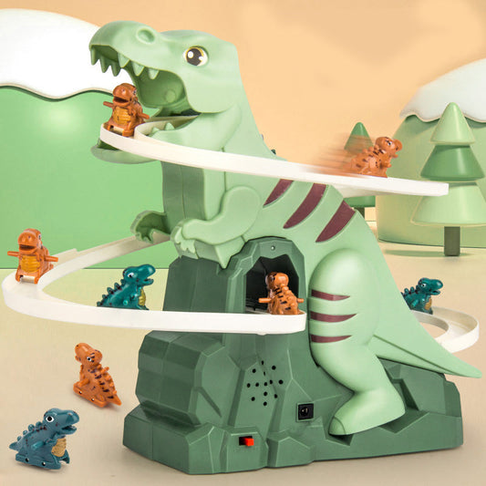 Puzzelplezier elektrische glijbaan dinosaurus achtervolging racespel set