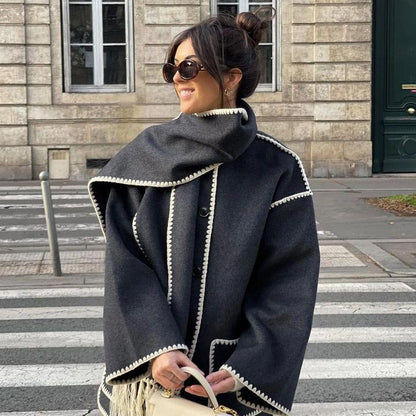 💥Hot Sale 49% OFF🔥Women’s Tassel Scarf Tweed Coat🧣