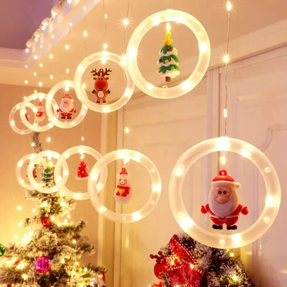 🎅Kerst LED venster feestelijke decoratie gordijn gekleurde lichten string💡