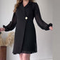 🎅Kerstverkoop - 52% UIT⏳Lapel effenkleurSuperieur gevoel Temperament geplooid ontwerp jurk👗