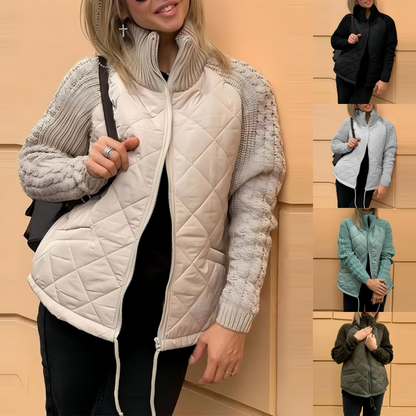 Gebreide Patchwork Puffy Jacket voor dames