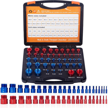 🔥 44-delige draadmeter – geen batterijen nodig! 🔧⚙️ Metrisch & SAE – perfect voor bouten of schroefdraadgaten! ✅🛠️