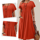 👗Dames geplooide jurk met korte mouwen en zakken💃