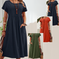 👗Dames geplooide jurk met korte mouwen en zakken💃