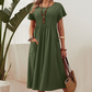 👗Dames geplooide jurk met korte mouwen en zakken💃