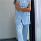 Dames Stylish Mouwloze Blazer & Hoog Getailleerde Broek Set
