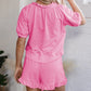 Women's 2-Piece Outfits Zip T-Shirt & Frill Hem Shorts