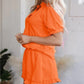 Women's 2-Piece Outfits Zip T-Shirt & Frill Hem Shorts