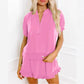Women's 2-Piece Outfits Zip T-Shirt & Frill Hem Shorts