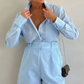 Women's Elegant Long Sleeve Shirt & Shorts Two-Piece Set