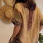 Stylish Patchwork Short Sleeve Top & Wide Leg Pants Two Piece Set