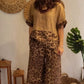 Stylish Patchwork Short Sleeve Top & Wide Leg Pants Two Piece Set
