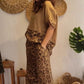 Stylish Patchwork Short Sleeve Top & Wide Leg Pants Two Piece Set