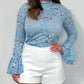 Women's Sexy Lace Ruffle Long Sleeve Top