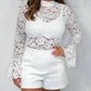 Women's Sexy Lace Ruffle Long Sleeve Top