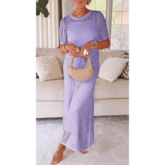 Tweedelige set van casual, holle maxi-jurk voor dames