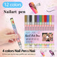 🎁 12-Kleurige Professionele Nail Art Penset – Ultraprecieze 0,7 mm Punt & Snel Droogend ✨💅