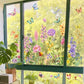🌸Venster vol Leven: Kleurrijk Bloemenboeket Raamsticker – Geen Lijmresten, Geen Gedoe!