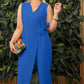 🔥 Beperkte tijd 50% KORTING! 🔥 Effen V-hals jumpsuit met strik – slankmakend, getailleerd, Franse stijl – casual dames zomermode 💥